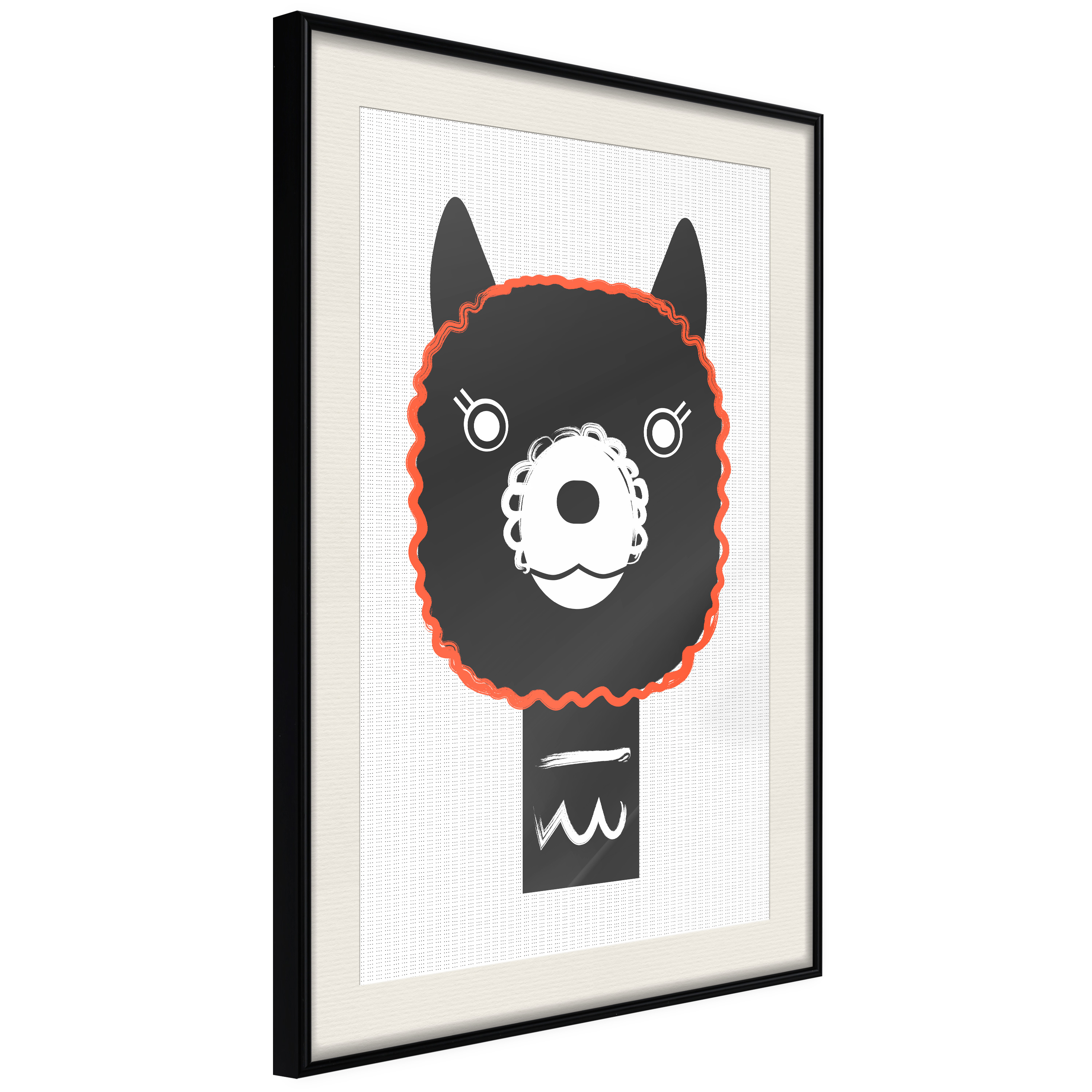 Affisch - Decorative Alpaca [Poster] 30x45 Svart ram med passepartout, 30x45 cm
