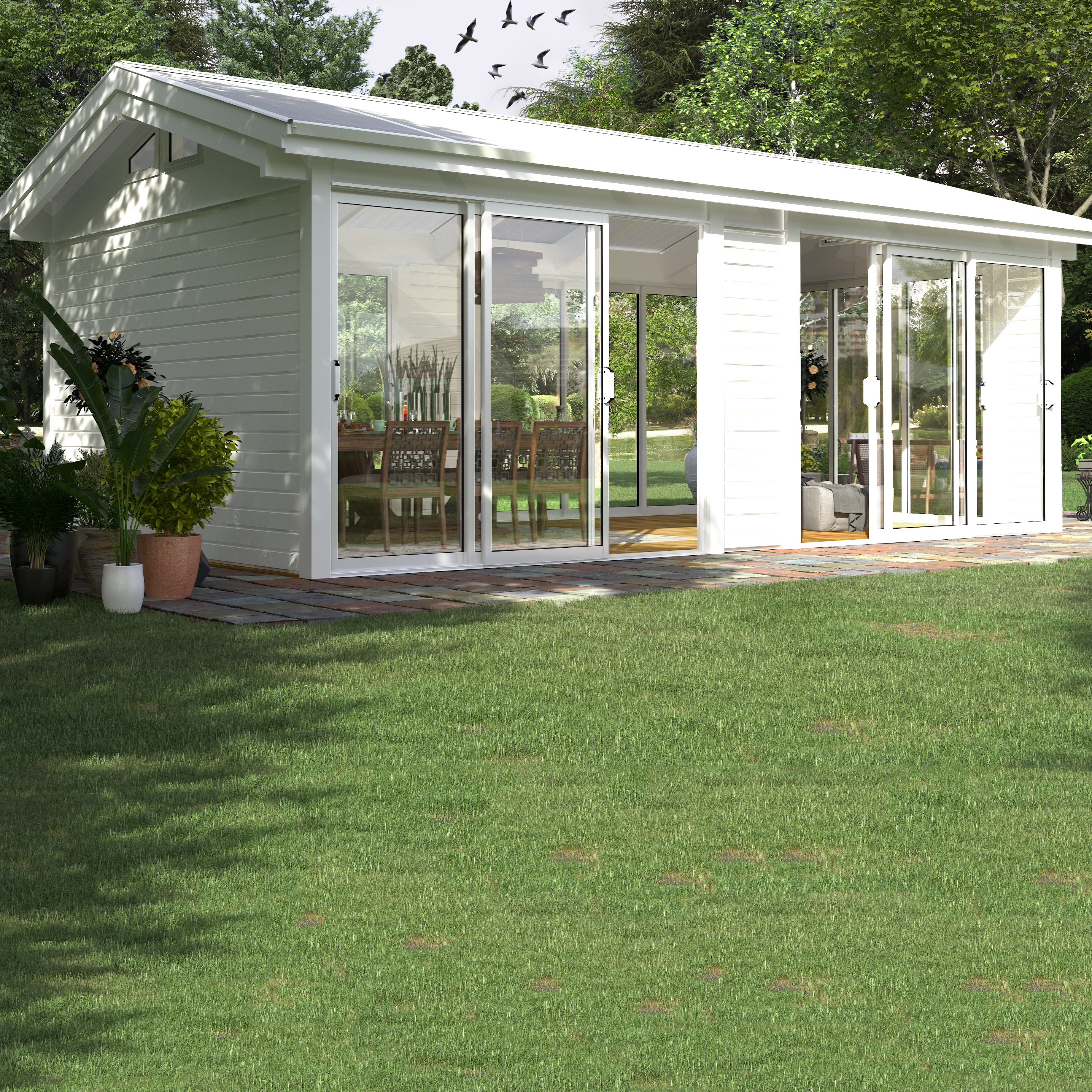 Komplett Fristående Uterum Landskap Glittra Förlängd Sommar 21,8 kvm