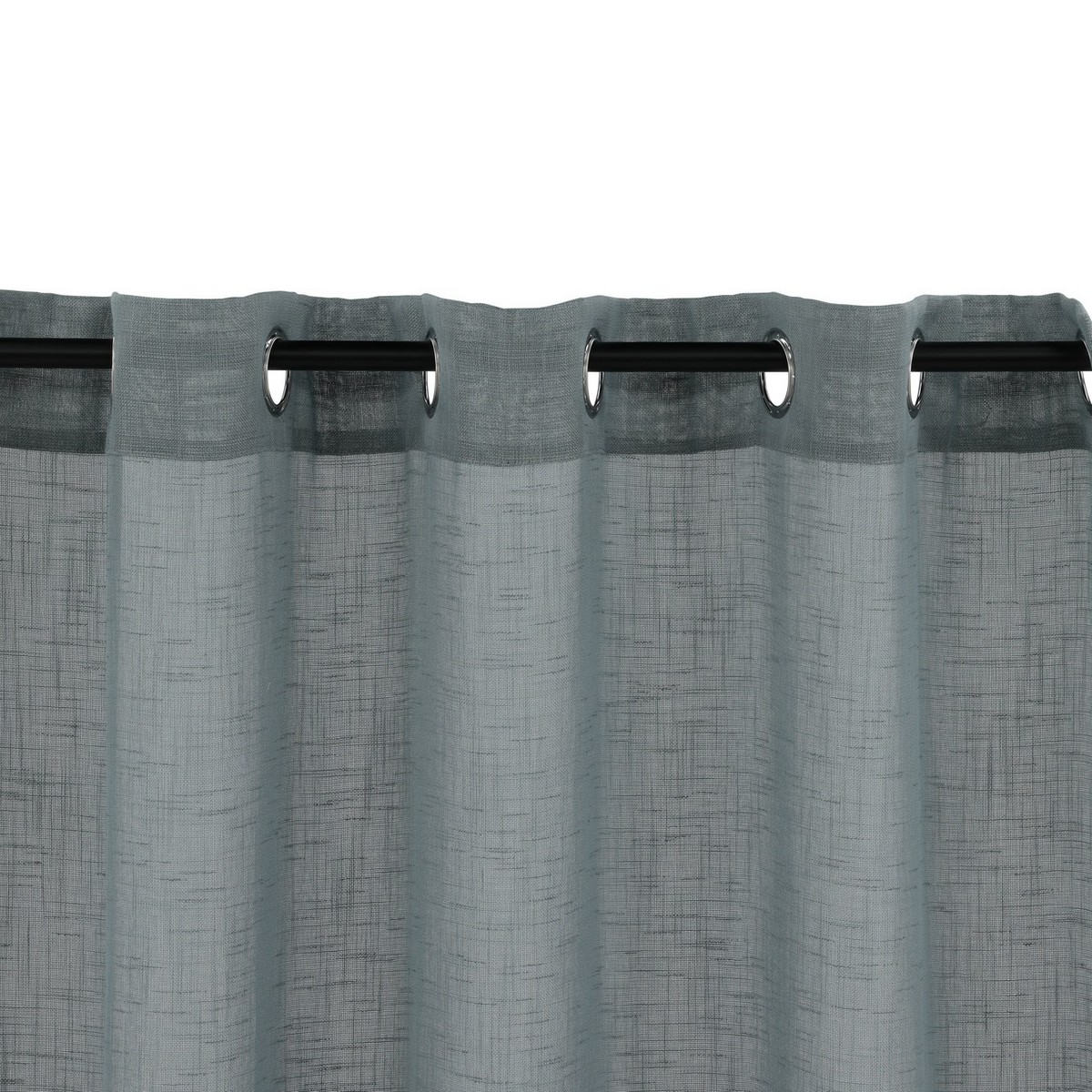 Kaya Curtain Polyester/fake linen - Grey - 140*290 - Eyelet Grå, Längd: 290 cm