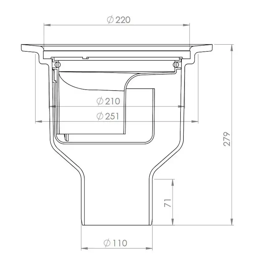 Golvbrunn Purus Heavy 110 E Ø220 mm