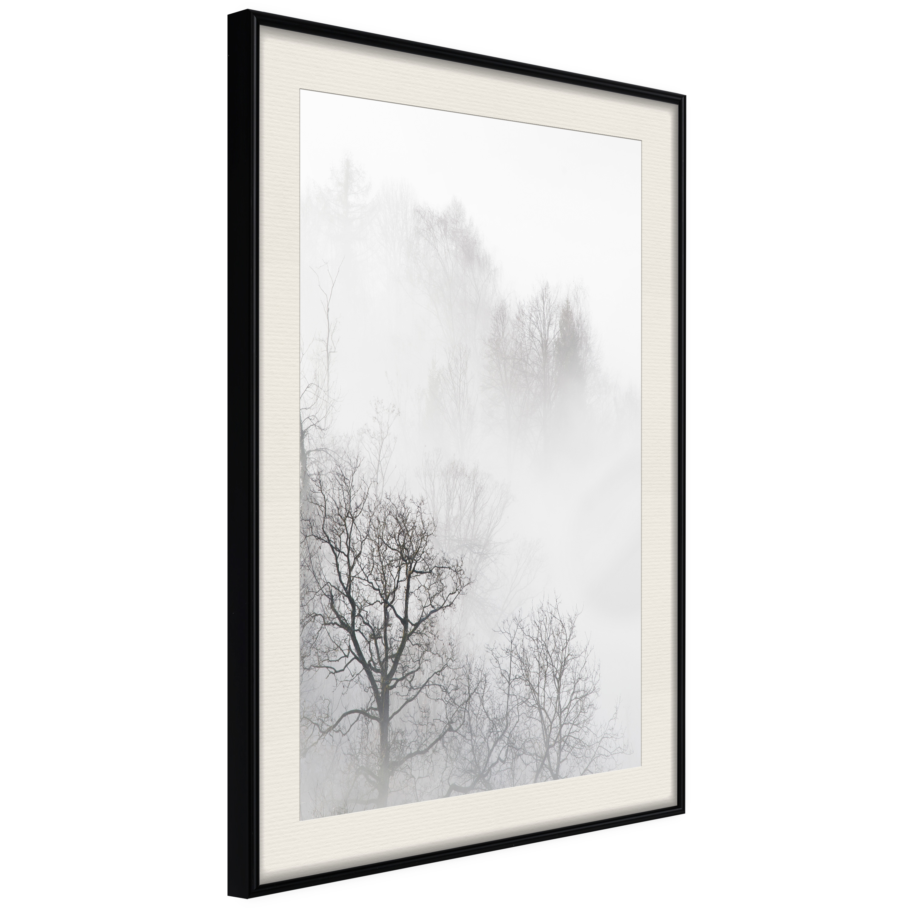 Affisch - Trees In The Fog [Poster] 30x45 Svart ram med passepartout, 30x45 cm