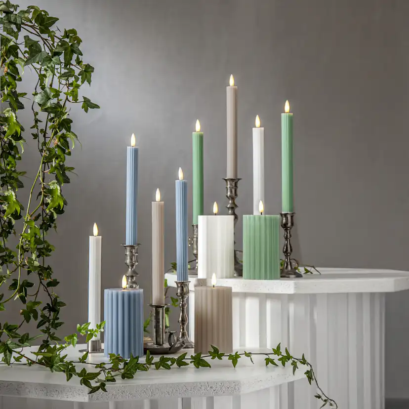 LEDAntikljus2p Flamme Stripe Grön