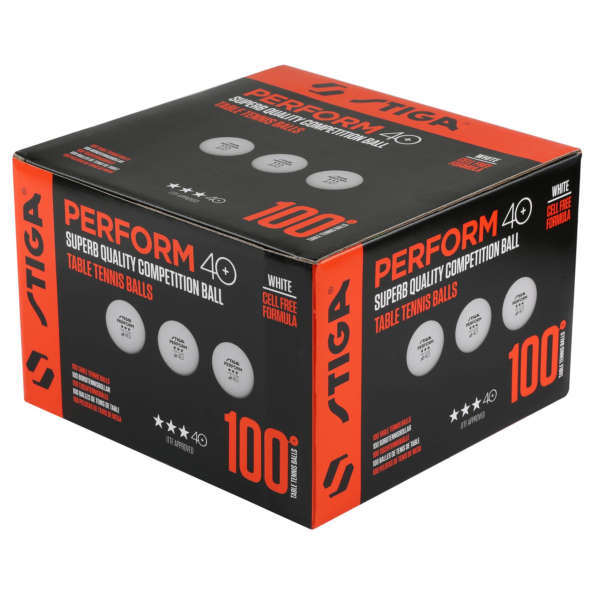 Pingisboll Stiga Sports Perform 3-Star ABS White 100-Pack