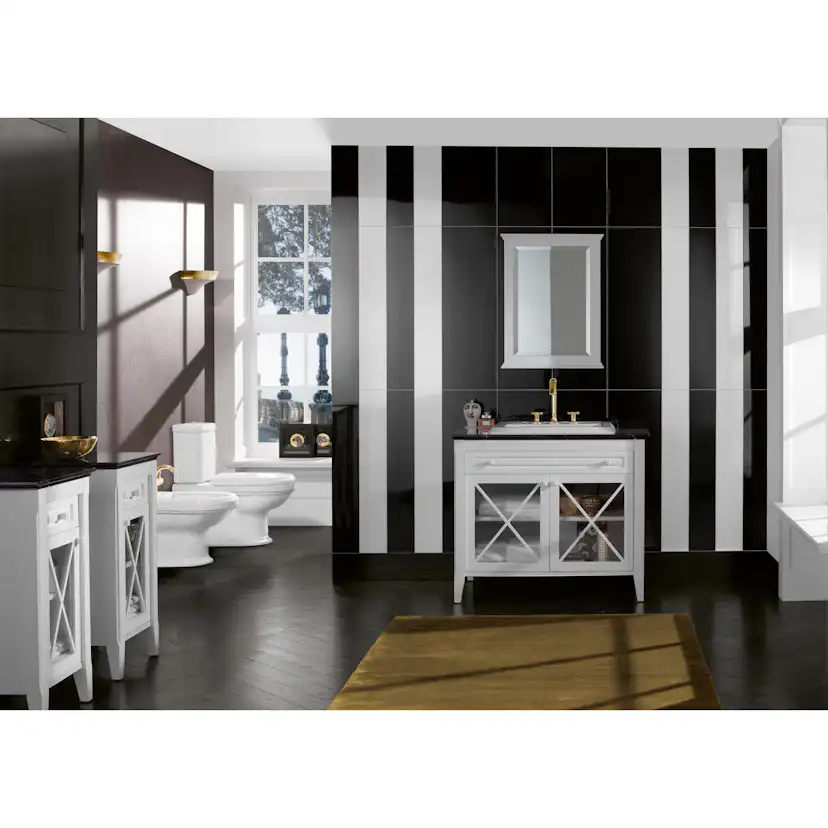 Tvättställspaket Villeroy & Boch Hommage 985 Vit med Bänkskiva i Svart Marmor