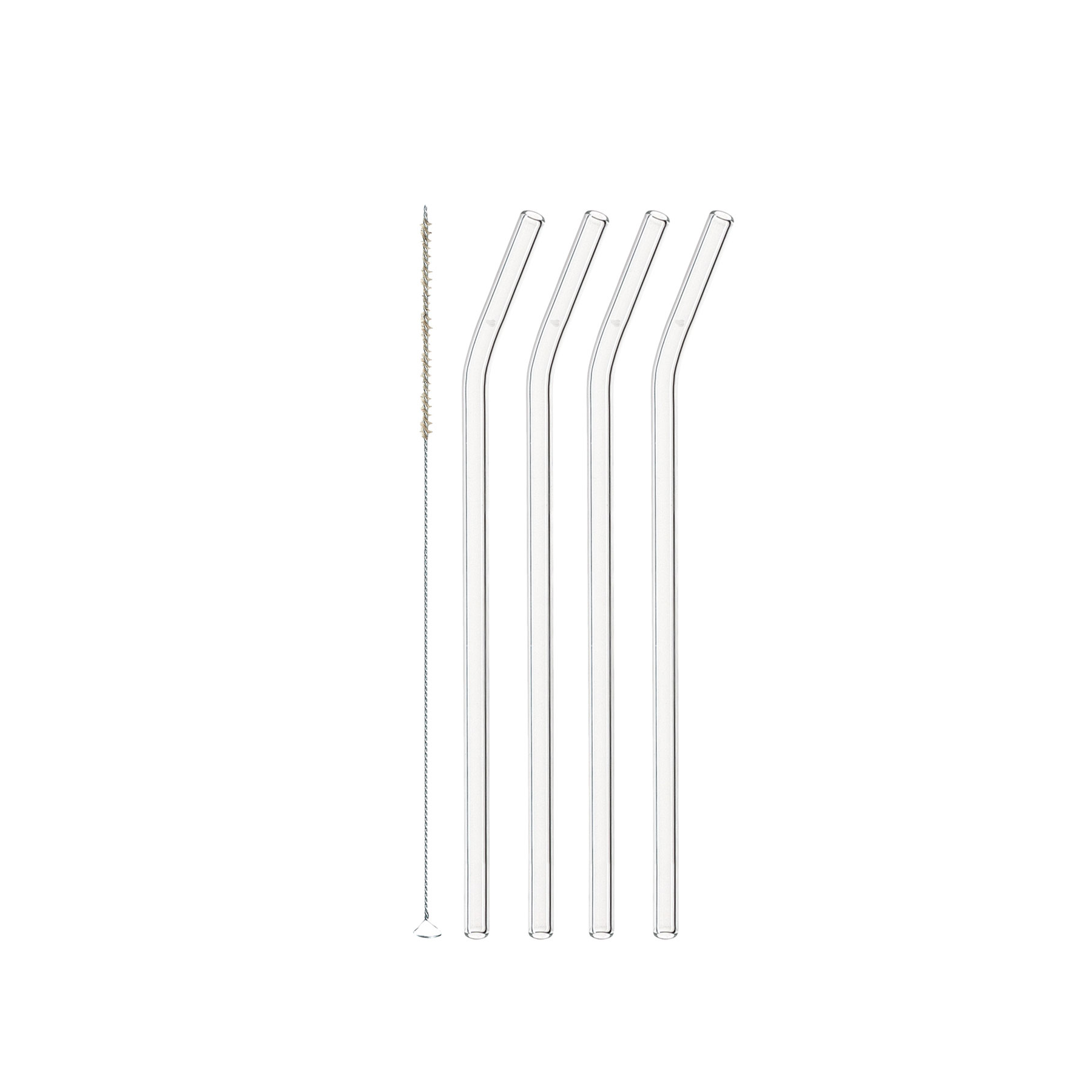 Sugrör Leonardo Glas Böjd 23 cm 4-pack med Borste