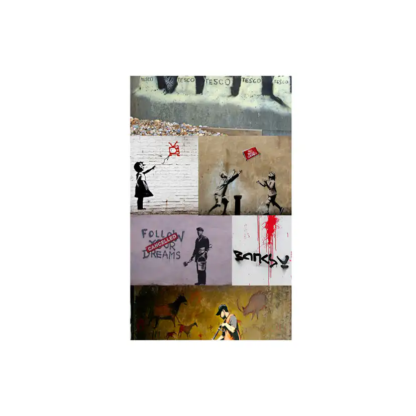 Fototapet Arkiio Banksy a collage 50x1000 cm