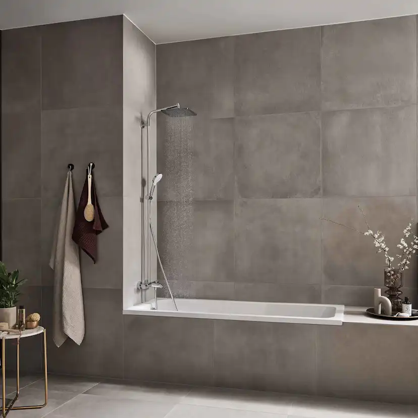 Takduschset Hansgrohe Crometta E Showerpipe 240 1-jet med Badkarsblandare