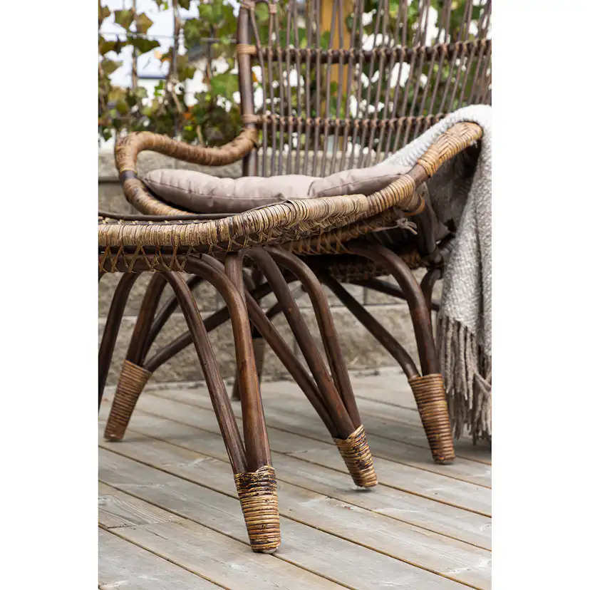 Ella Loungechair Rattan - Dark walnut / Beige - Ersätter 610 Färg: Dark Walnut