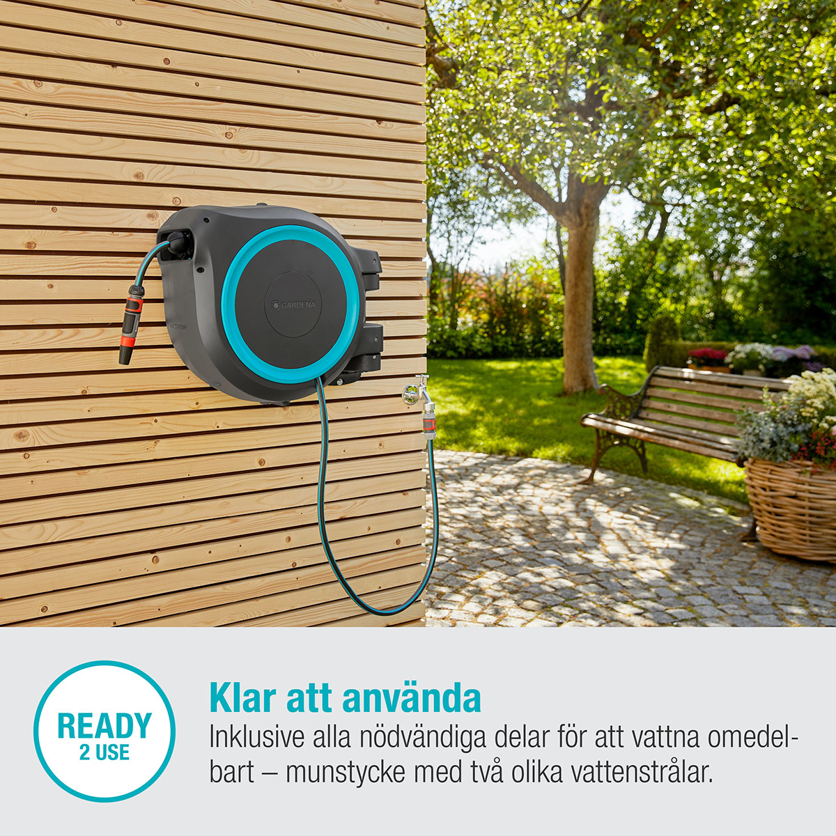 Slangbox Gardena RollUp XL 35 m Turkos