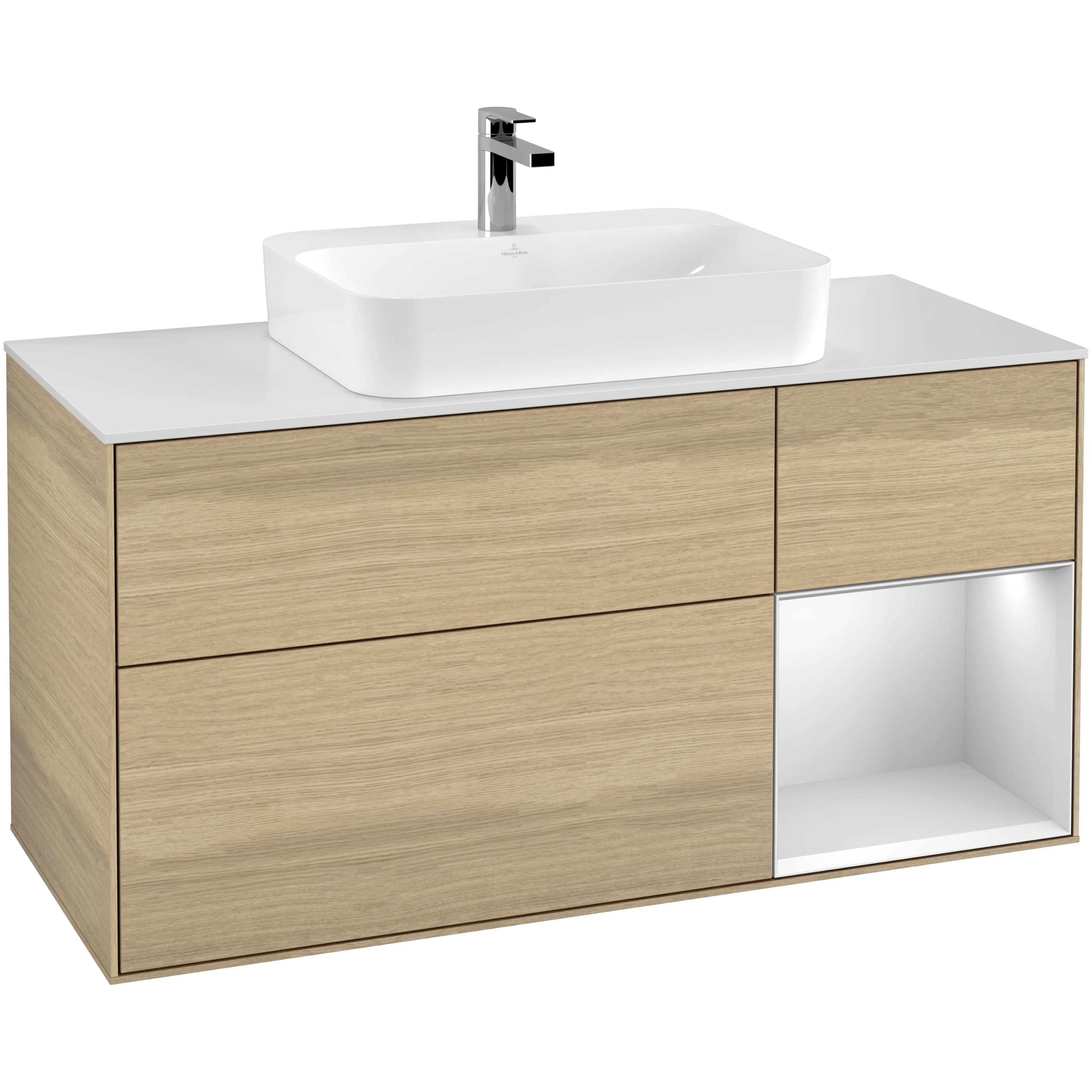 Tvättställsskåp Villeroy & Boch Finion med 3 Lådor Hylla och Bänkskiva för Ytmonterat Tvättställ