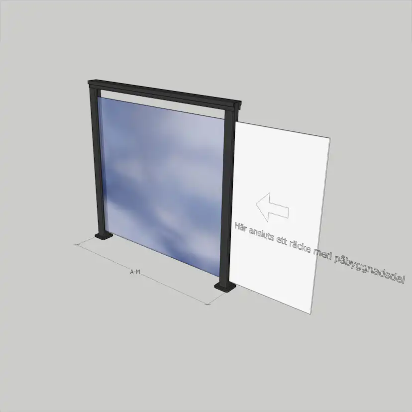Alu. Vit Ovanpå 900 mm A-M 900x1100 mm Vit