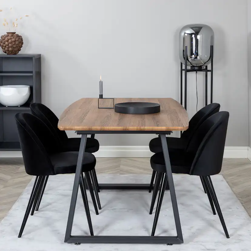 Matgrupp Venture Home Inca med 4 Velvet stolar