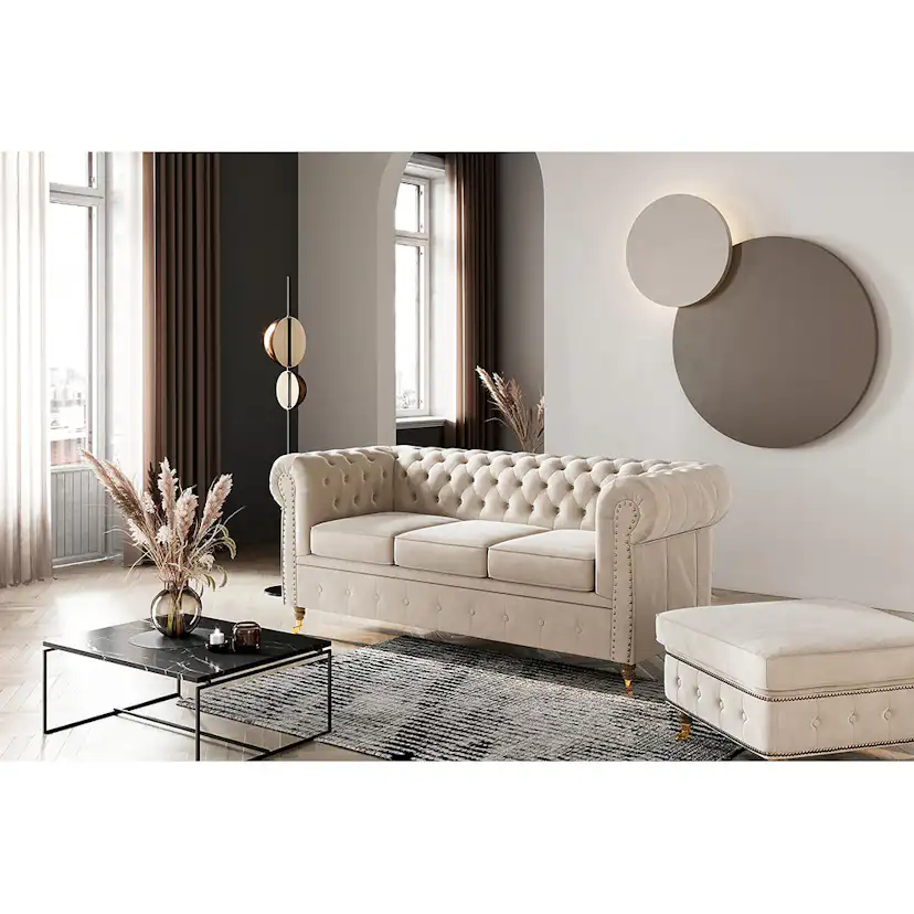 3-sitssoffa Manor House Chesterfield Deluxe Sammet