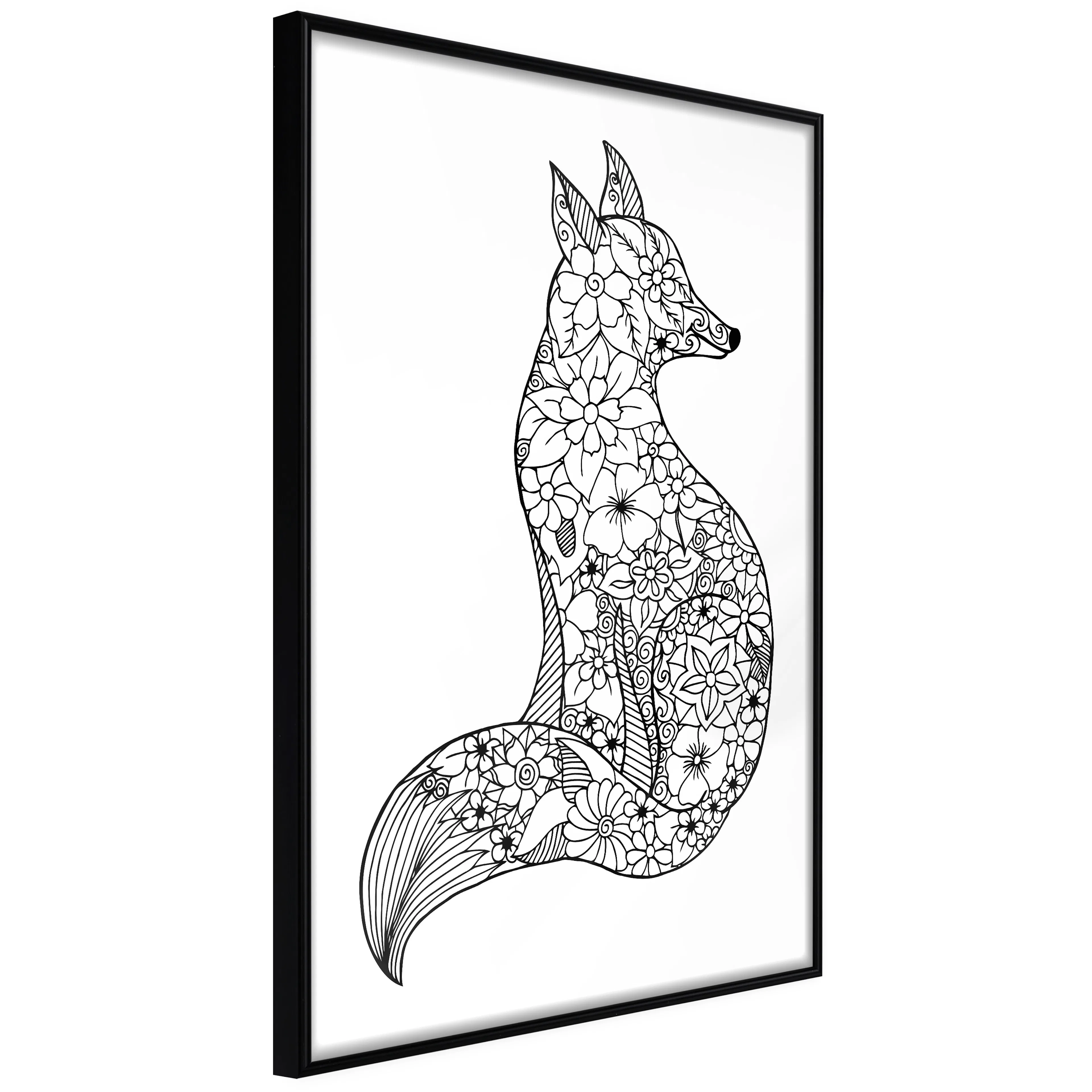 Affisch - Flower Fox [Poster] 40x60 Svart ram, 40x60 cm