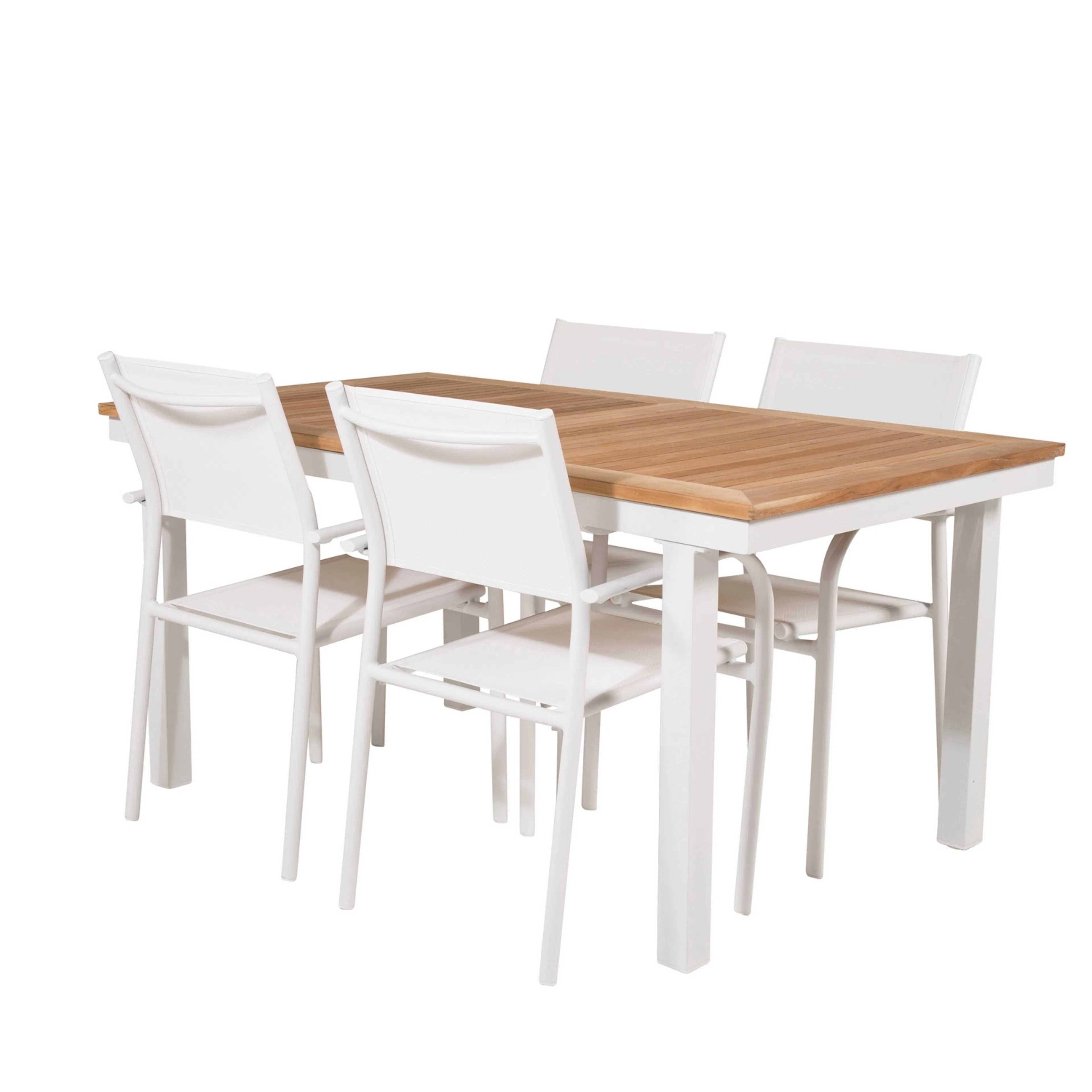 Panama Dining Table 160/240*90 - White Alu / Teak+Santorini Vit/Natur, Blanka Ben