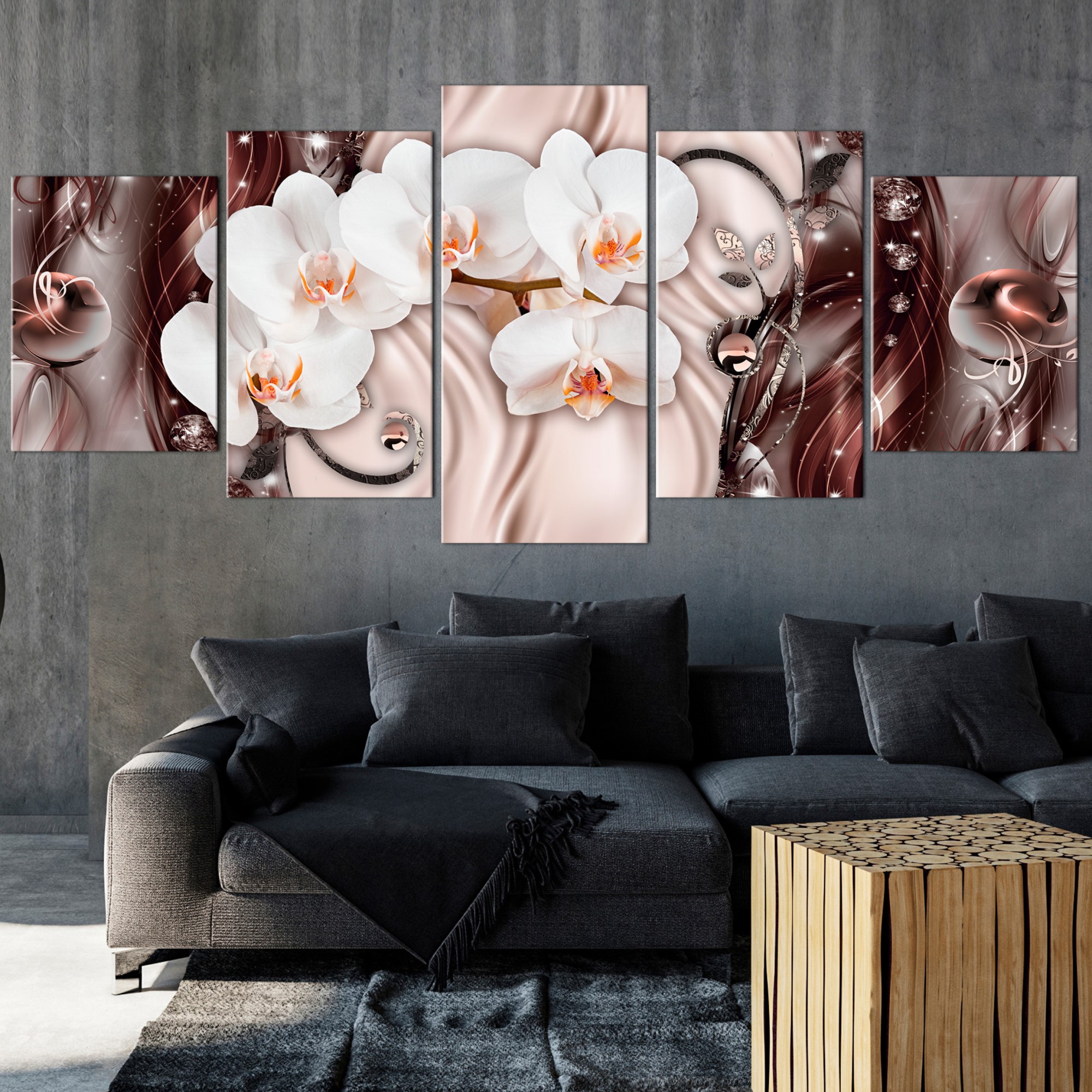 Tavla Arkiio Orchid Waterfall Wide Brown 5 delar