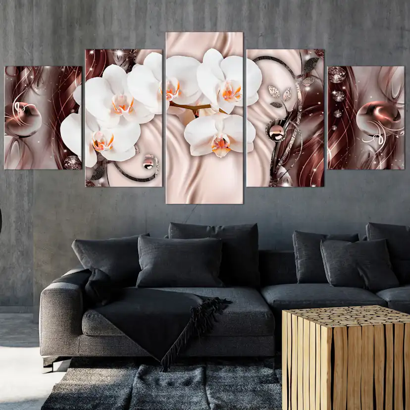 Tavla Arkiio Orchid Waterfall Wide Brown 5 delar