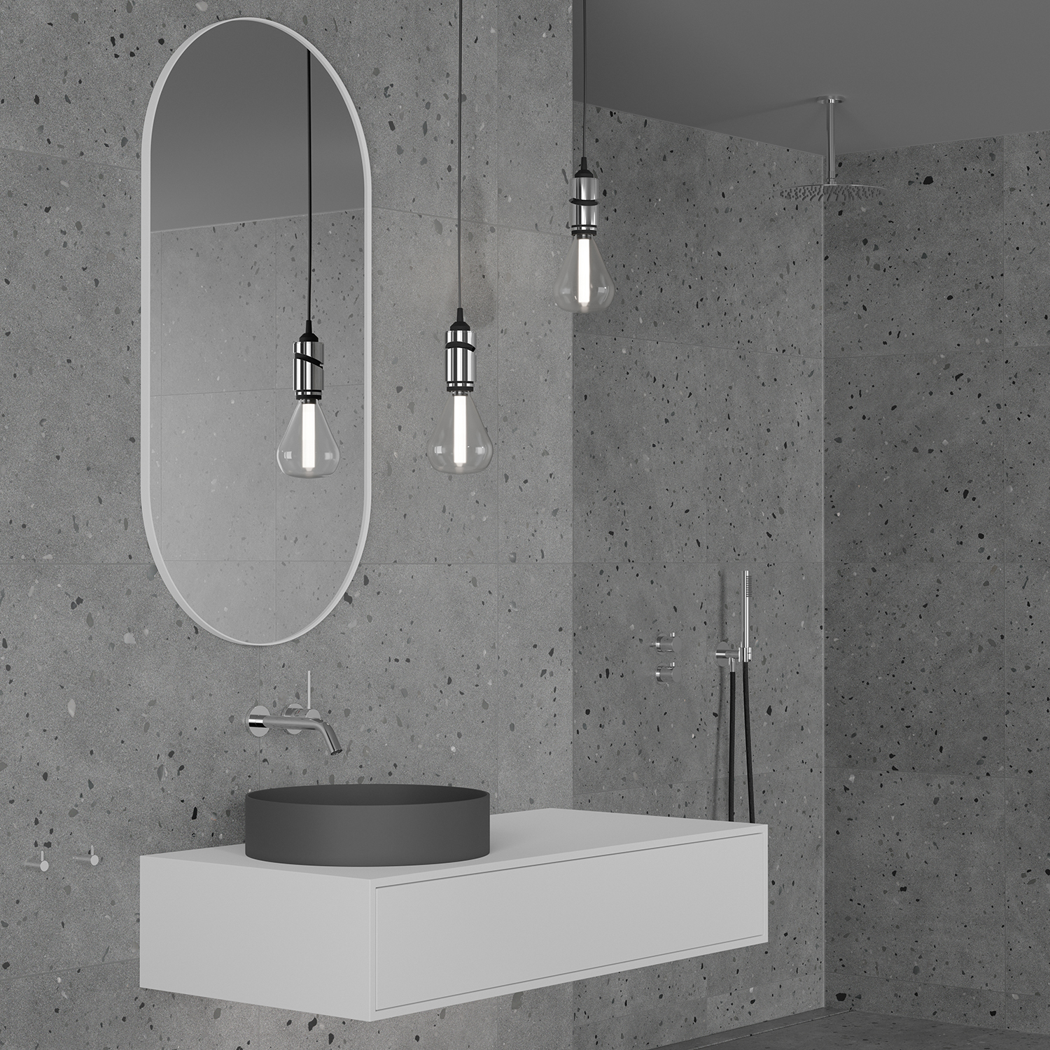 Takduschset Scandtap Steel Harmonized 2Z för Inbyggnad