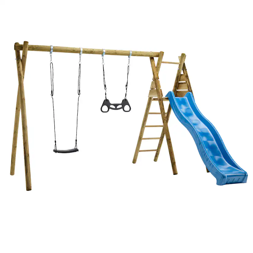Gungställning Nordic Play Gunga, Trapets och Rutschkana Svart/Blå 331 cm