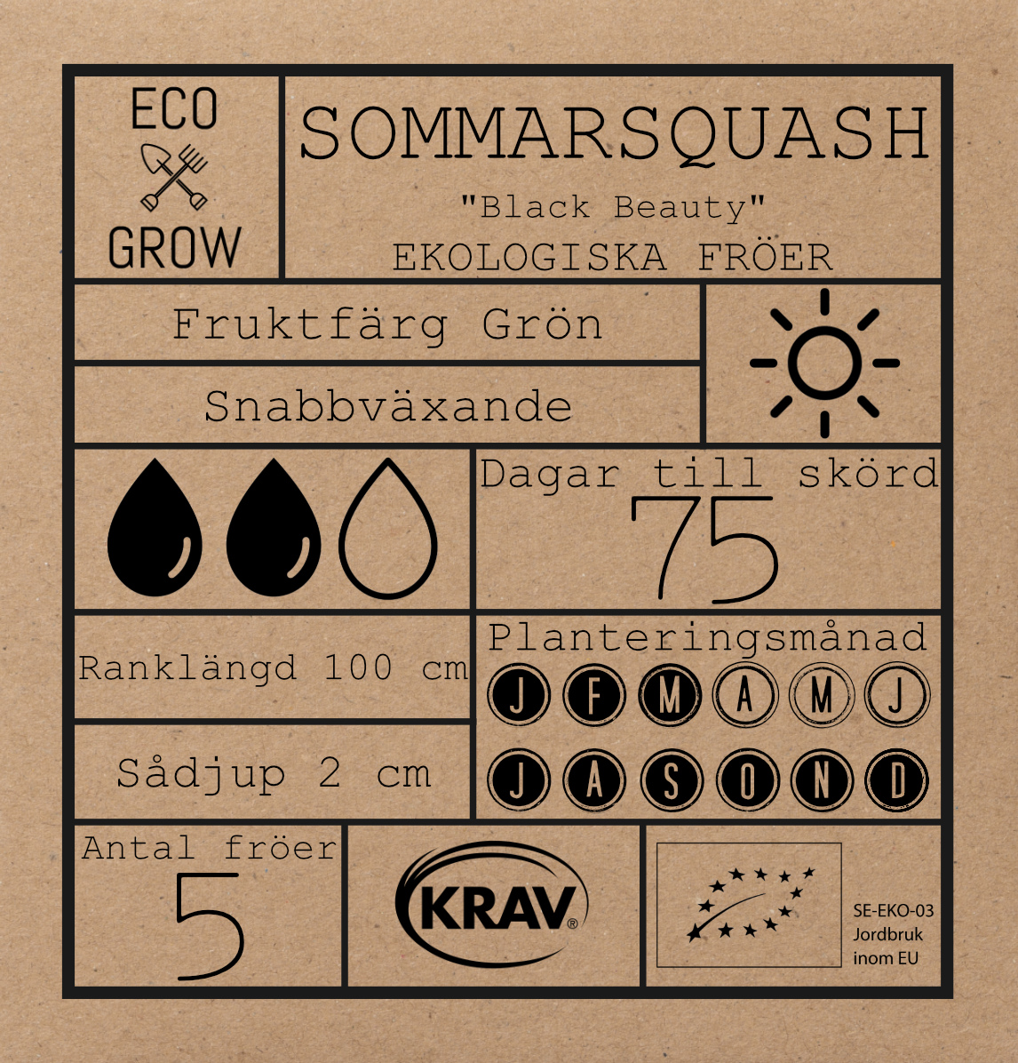 Fröpåse Eco Grow Sommarsquash Black Beauty