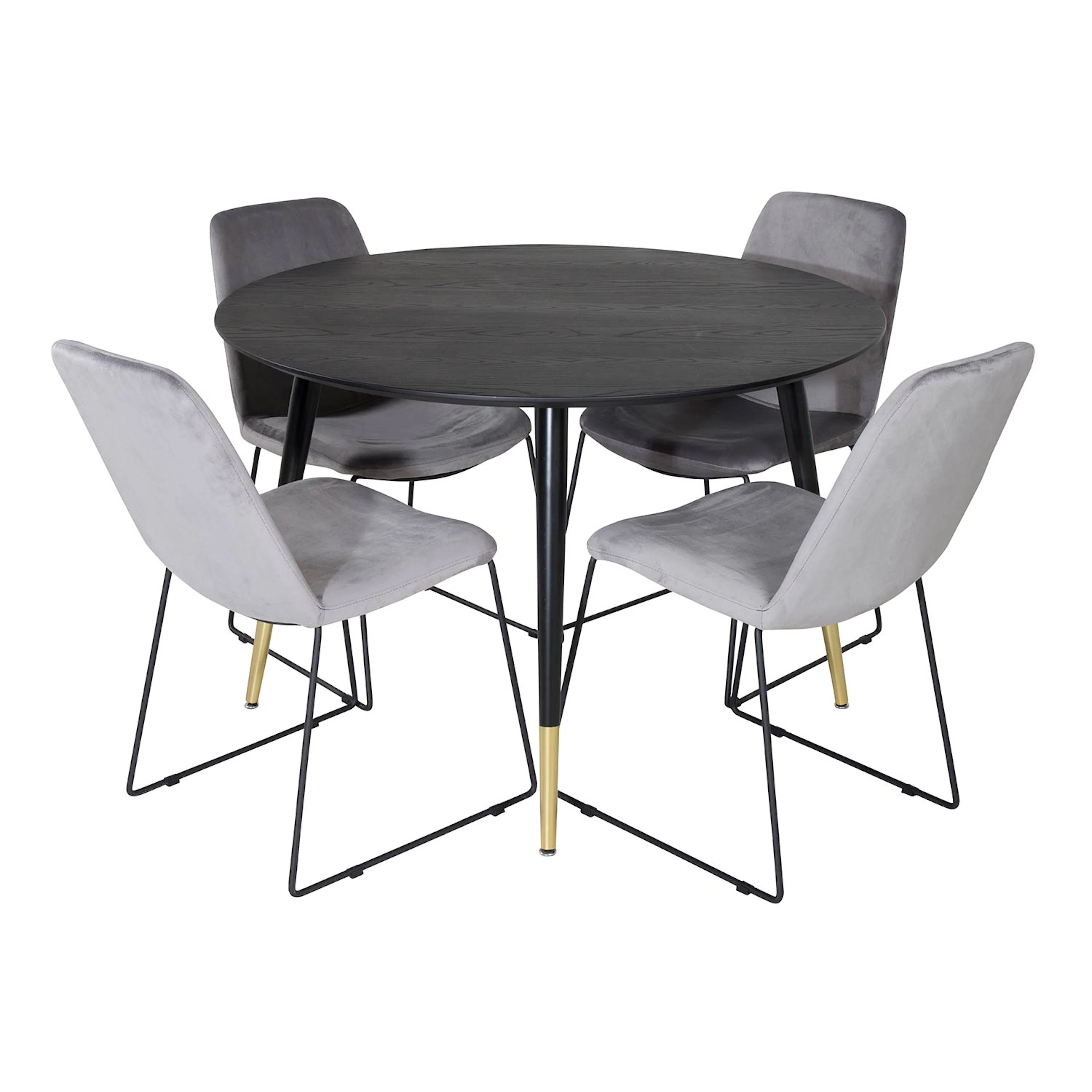 Dipp Table - - Black / Black Brass+Muce Chair - - Grey Velve Svart/Mässing/Grå