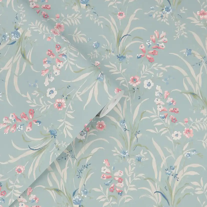 Tapet Laura Ashley Mosedale Posy Dark Duck Egg Blå 122751