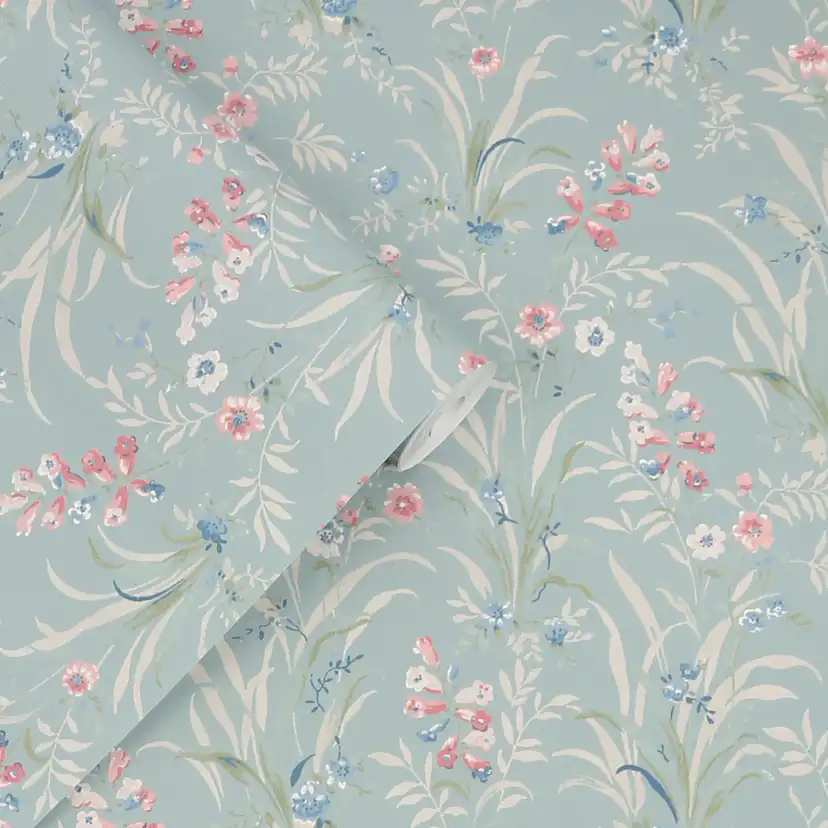 Tapet Laura Ashley Mosedale Posy Dark Duck Egg Blå 122751