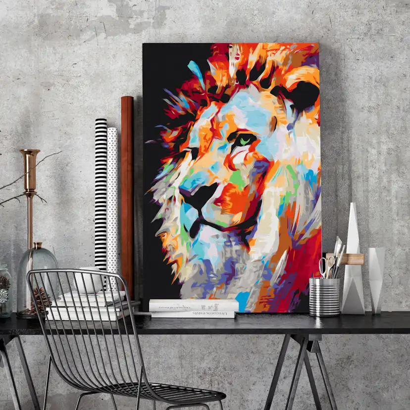 Gör-det-själv Målningar Arkiio Portrait of a Colourful Lion