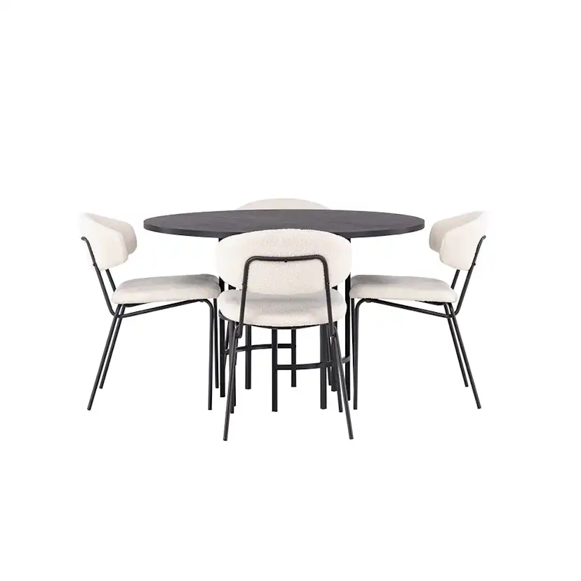 Matgrupp Venture Home Copenhagen Ø 115 cm med 4 Chico Stolar
