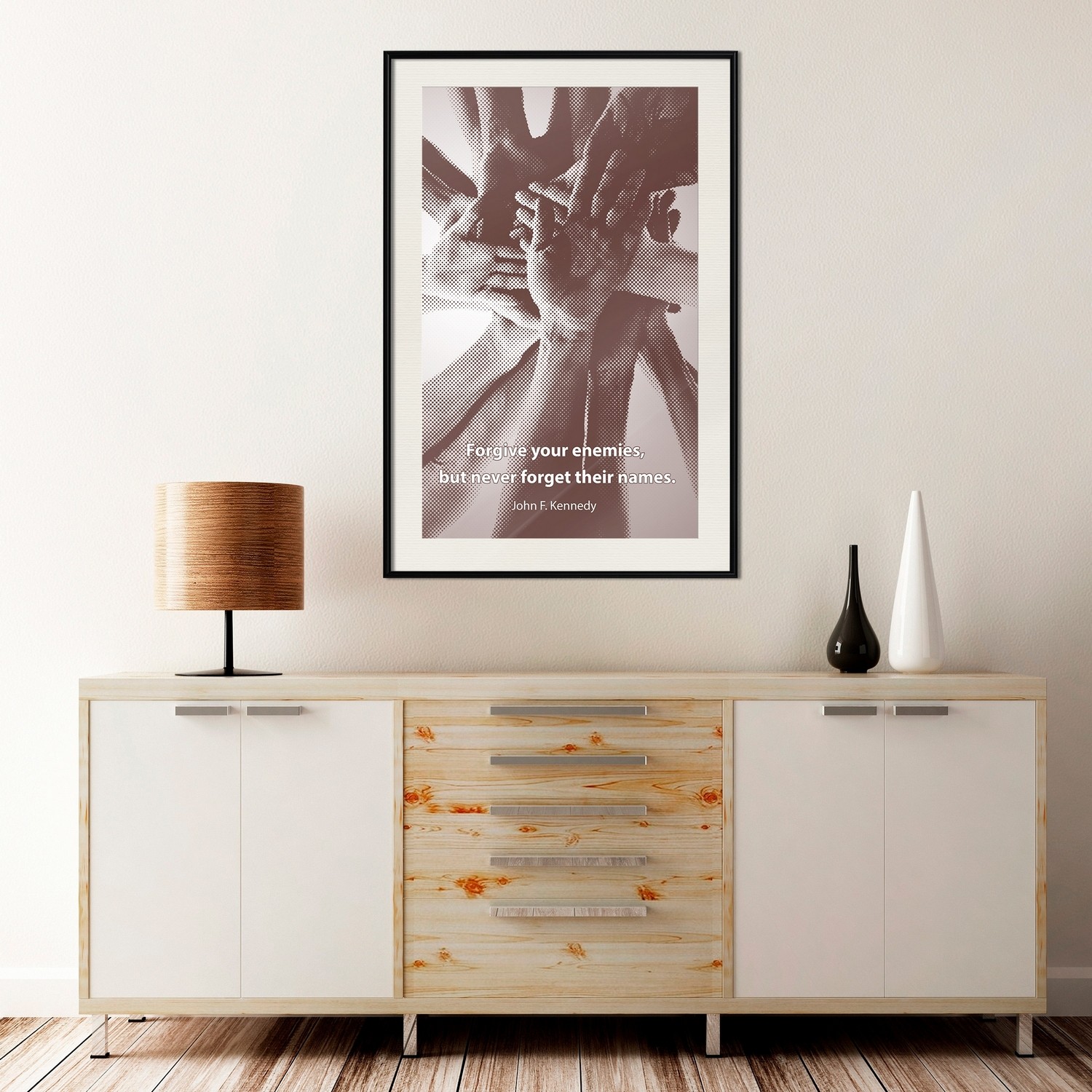 Affisch - Forgive Your Enemies, But Never Forget Their Names Svart ram med passepartout, 40x60 cm