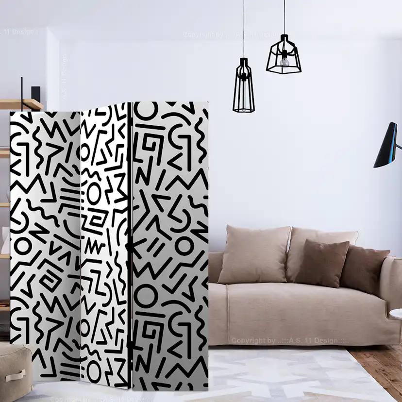 Rumsavdelare Arkiio Black And White Maze 135x172 cm