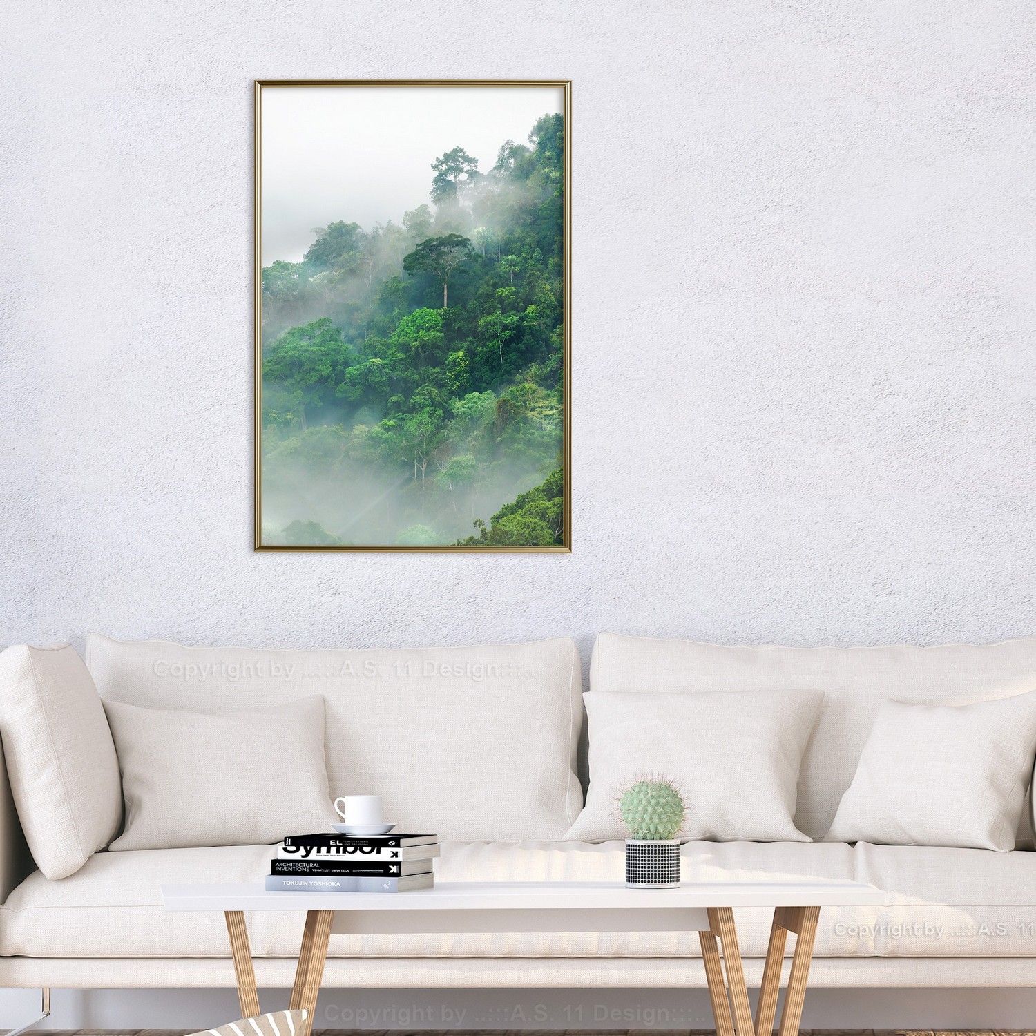Affisch - Lush Forest [Poster] 40x60 Guld ram, 40x60 cm