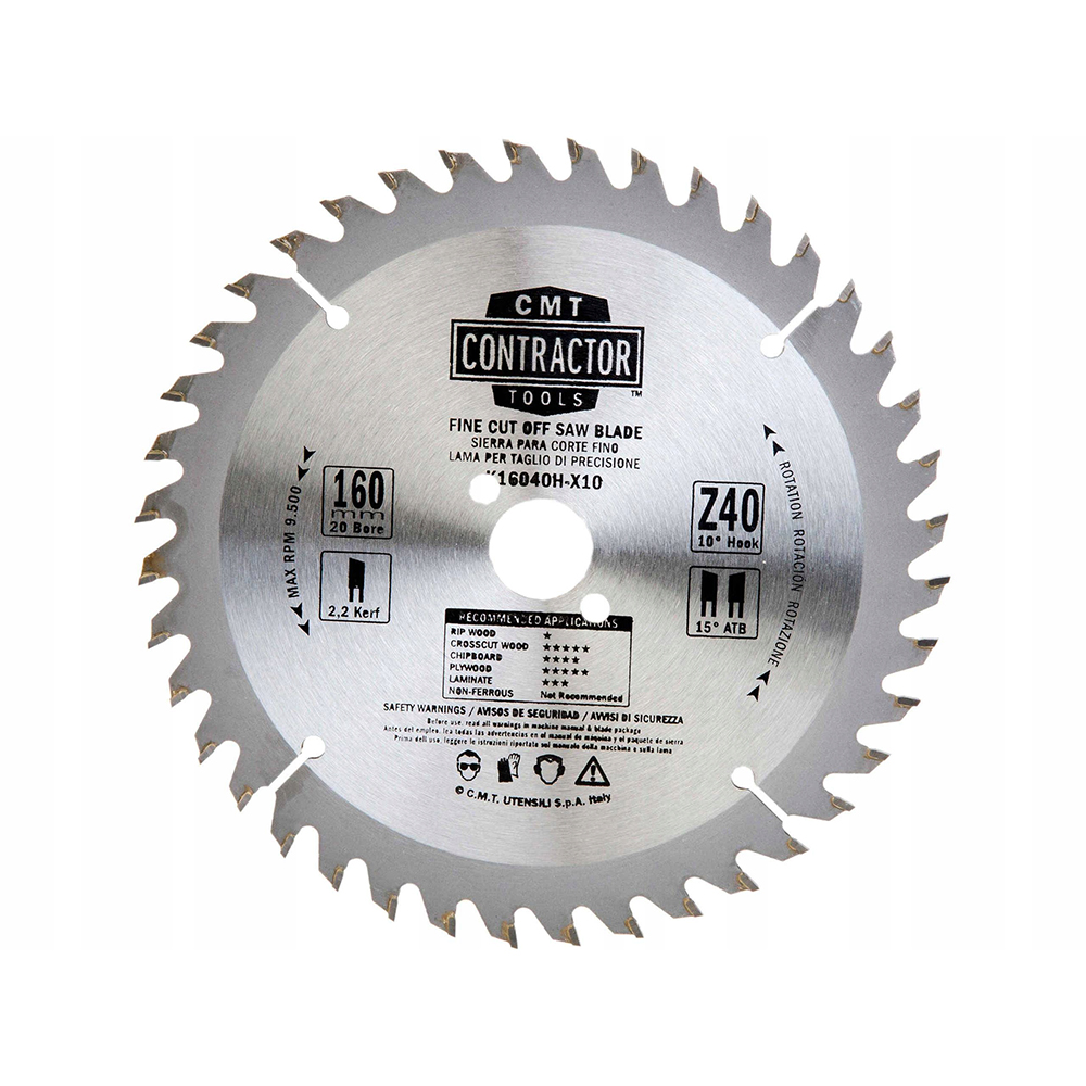 Sågklinga CMT Orange Tools Contractor 160x2,2x20 Z40 W 10 st