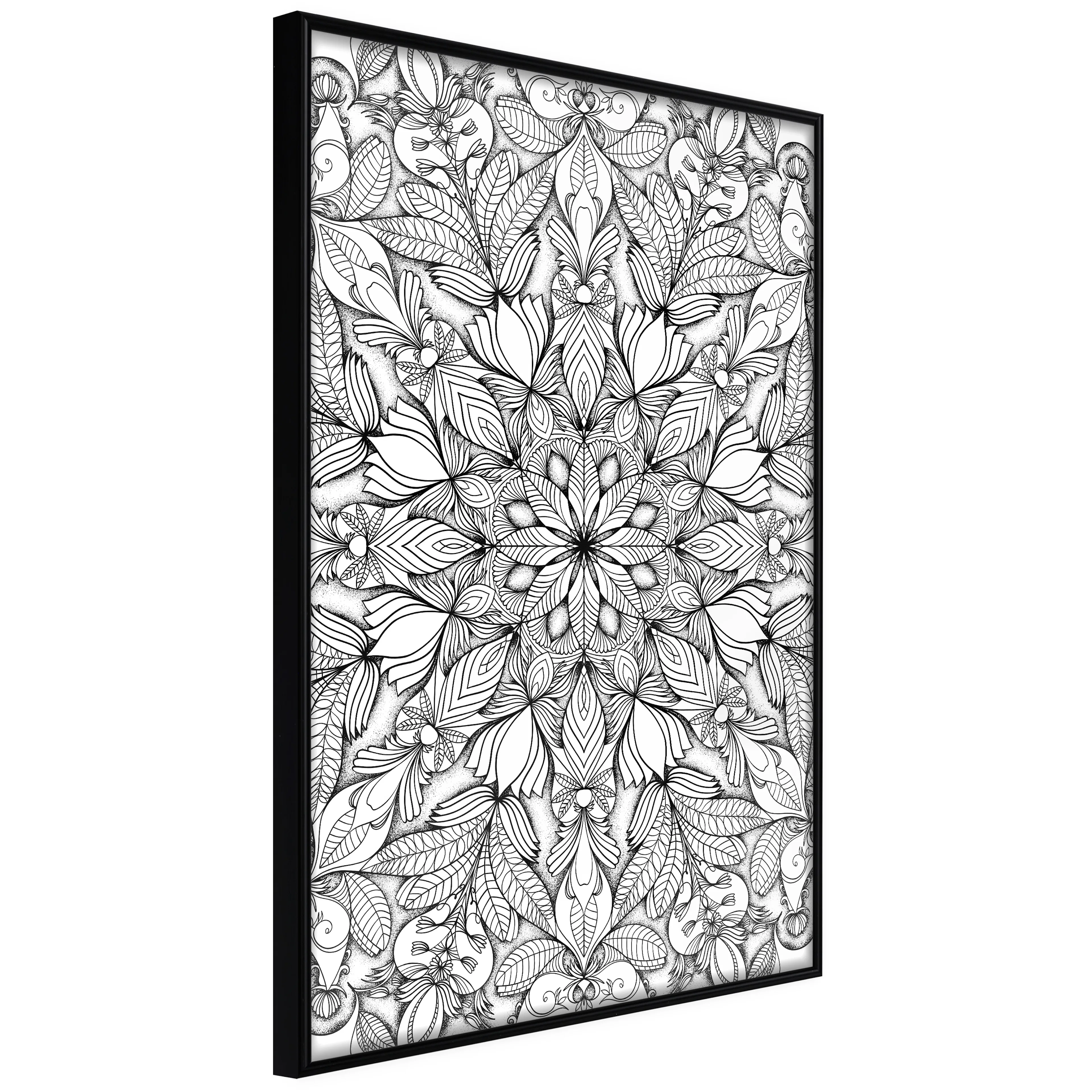 Affisch - Monochrome Mandala [Poster] 40x60 Svart ram, 40x60 cm