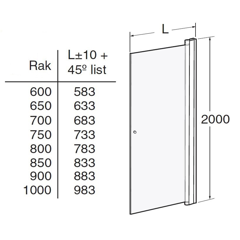 Duschdörr Contura Shower Space Rak SPNK