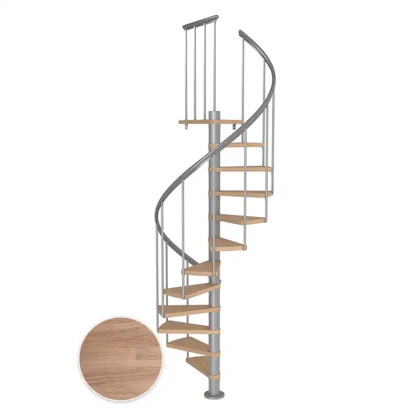 MONTREAL spiral ek vit oljad pearl grey CLASSIC2 11T Ø120 Pearl Grey, Golv till golv höjd: 2500-2860 mm, 11+1 steg