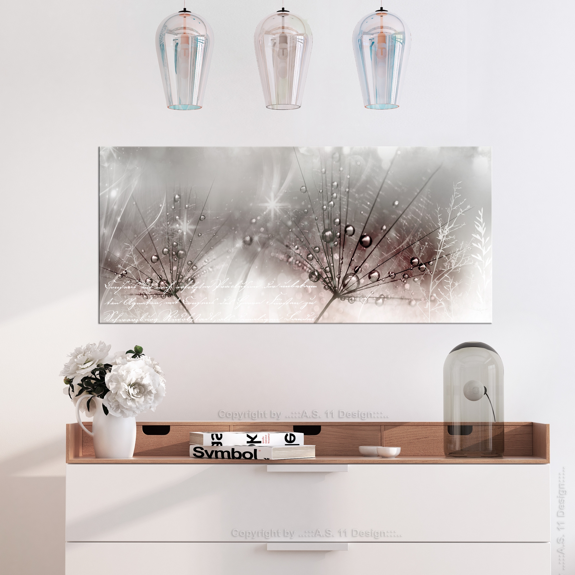 Tavla Arkiio Drops Of Dew Pink Wide 100x45