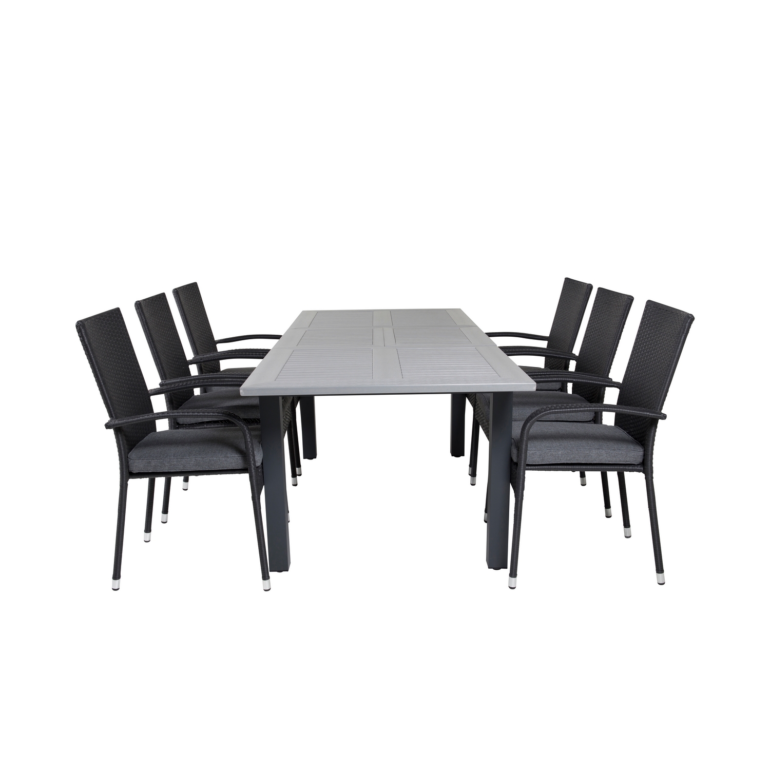 Albany Dining Table 160/240*100 - Svart Alu / Grey Aintwood+ Svart/Grå