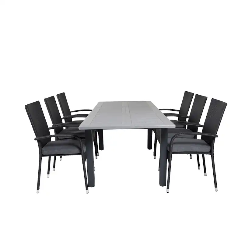 Albany Dining Table 160/240*100 - Svart Alu / Grey Aintwood+ Svart/Grå