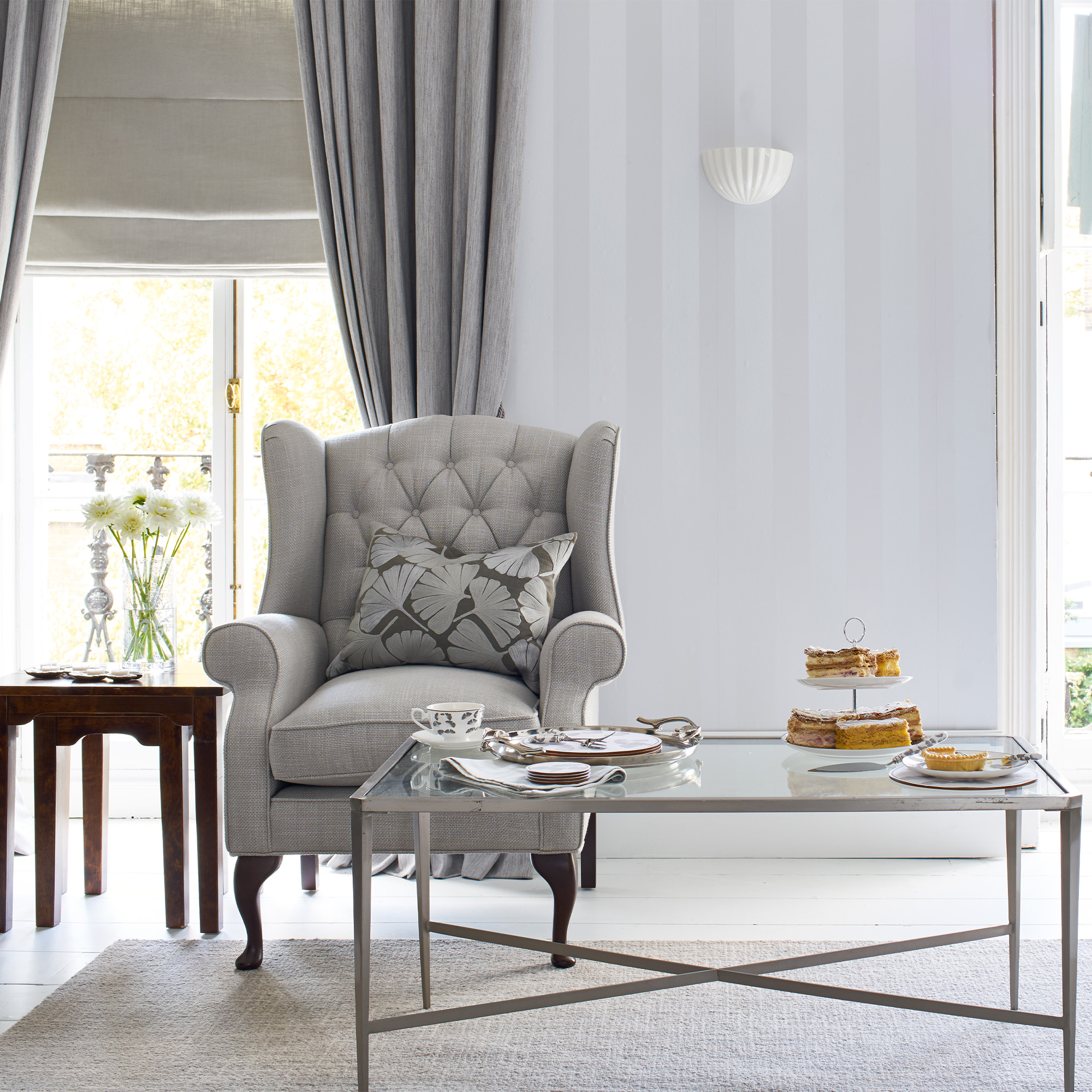 Tapet Laura Ashley Lille Pearlescent Streifen Silver
