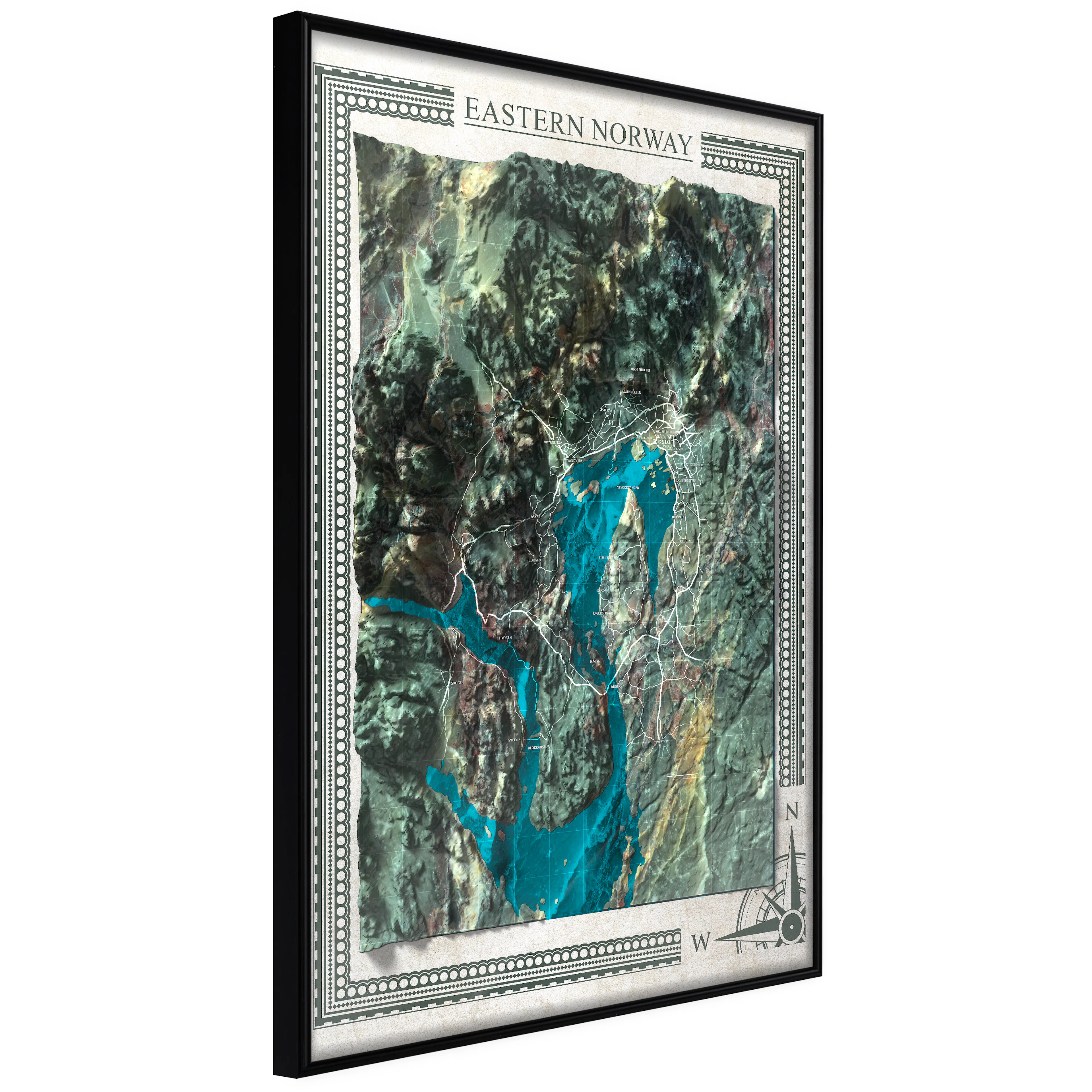 Affisch - Isometric Map: Eastern Norway [Poster] 40x60 Svart ram, 40x60 cm