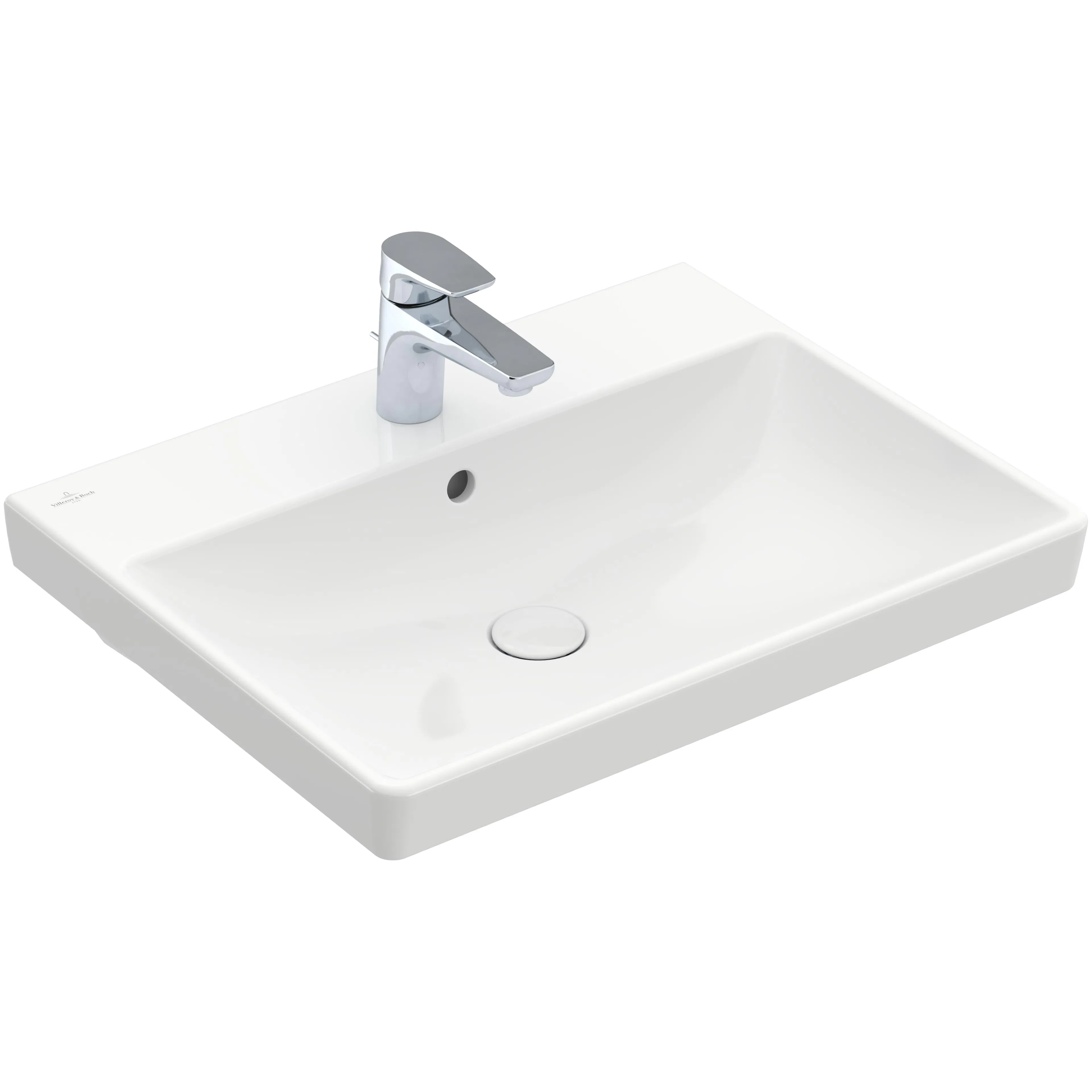 Tvättställ villeroy & Boch Avento 415860R1 Vit Alpin CeramicPlus, Med Bräddavlopp, 600 mm, för Trehålsblandare