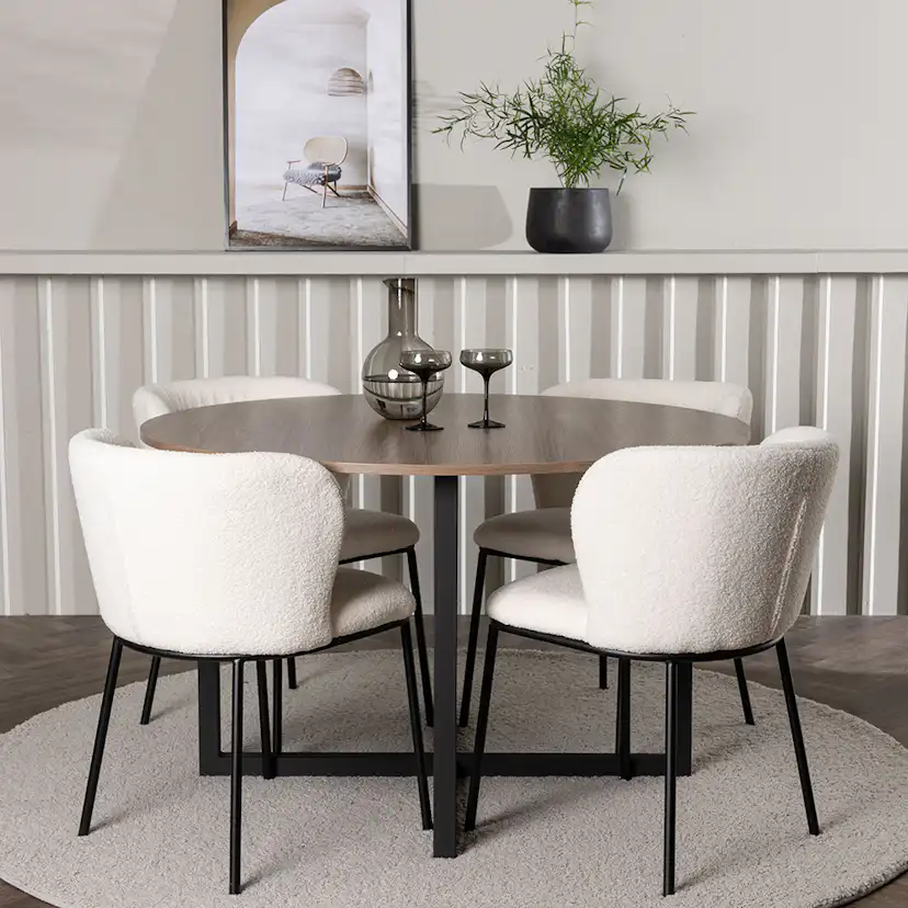 Matgrupp Venture Home Durango Ø120 cm med 4 st Edina stolar