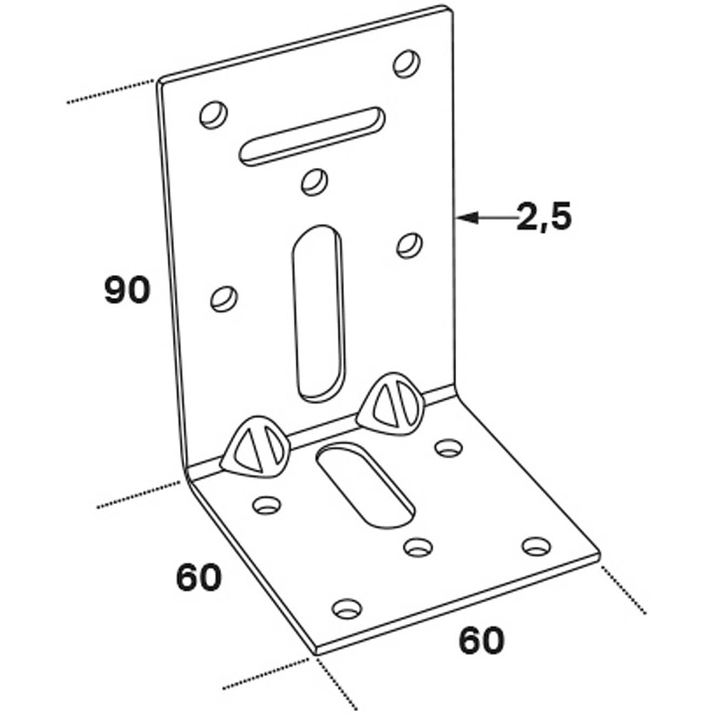 Vinkelbeslag FAST ABU 90x60x2,5x60 mm Oval