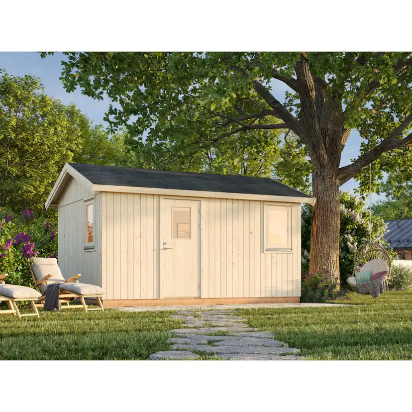 Friggebod Palmako Hedwig 13,6 m² Komplett Stuga med Sadeltak