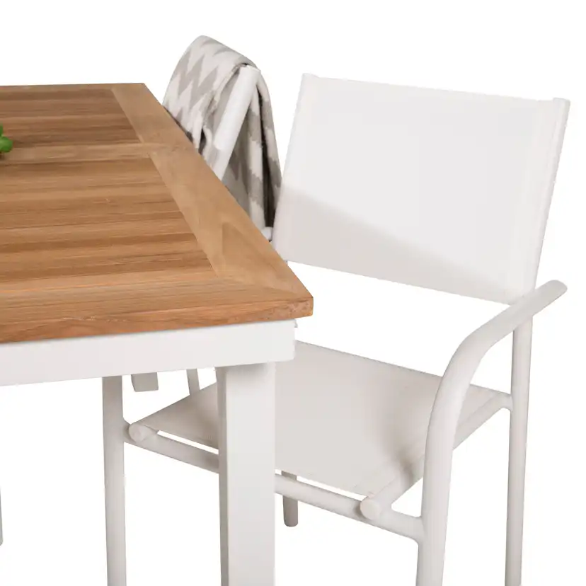Panama Dining Table 160/240*90 - White Alu / Teak+Santorini Vit/Natur, Blanka Ben