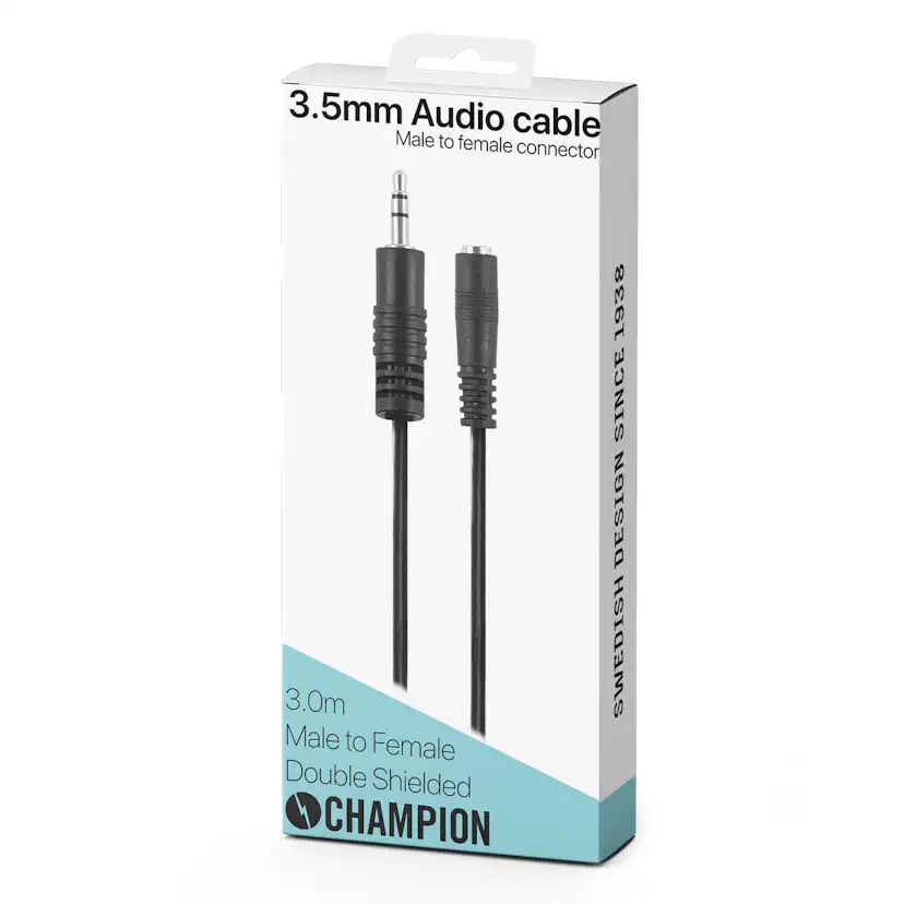 Förlängningskabel Champion 3,5mm - 3,5mm Hane-Hona 3.0m