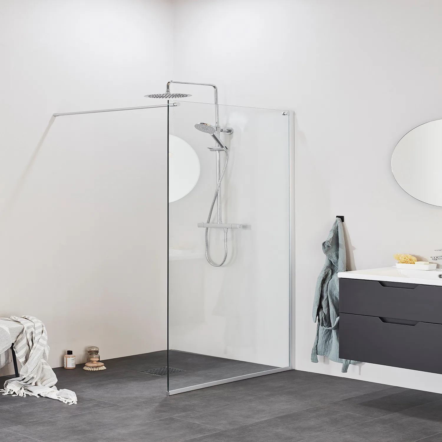 DUSCHVÄGG FROST DV 115 KLARGLAS MED VÄGGPROFIL 1150x2000x1200 mm