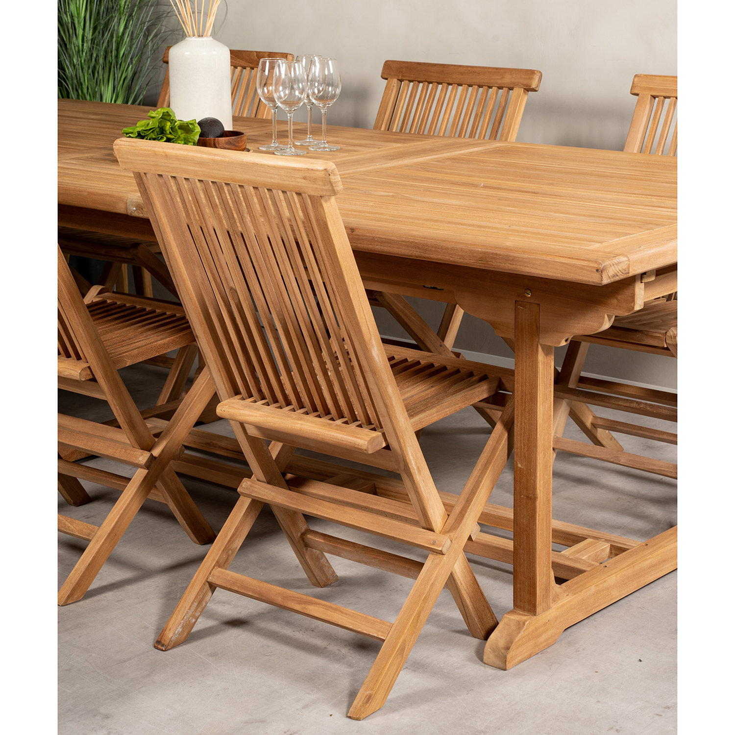 Matgrupp Venture Home Kenya 195-295x110 Teak med 6 Kenya Fällbara Stolar