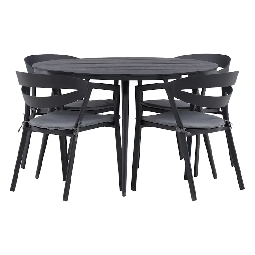 Matgrupp Venture Home Break Ø120 med 4 Slit Stapelstolar